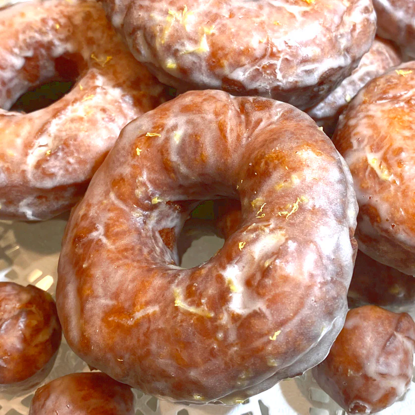 Lemon Glazed Cake Donuts<br>